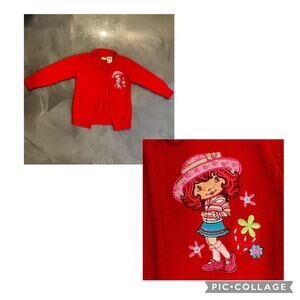 Vintage Y2K Strawberry Shortcake Red Sweater Cardigan‎ Size 5T 2007 No Belt
